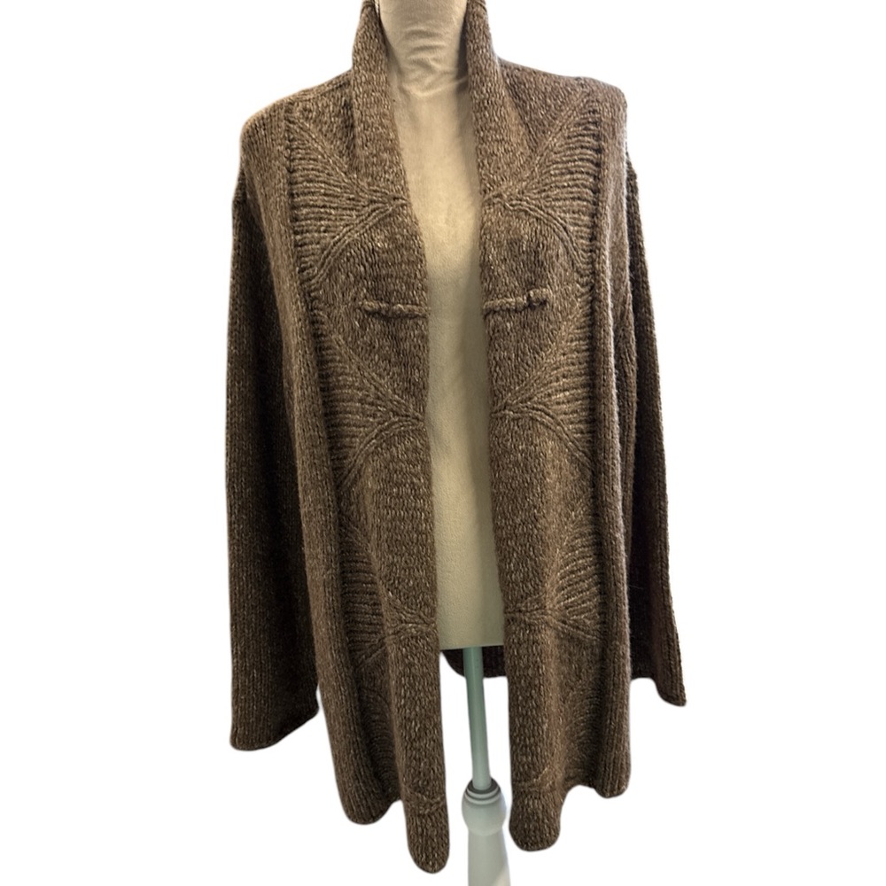 J. Jill Brown Open-Front Cardigan with Shawl Collar